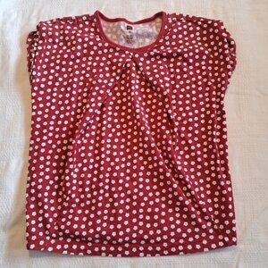Tea Collection girls size 10 red shirt with white flowers. VGUC